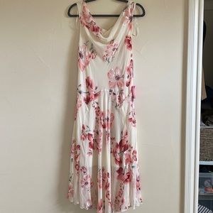 Pink red and white floral long dress, formal wear